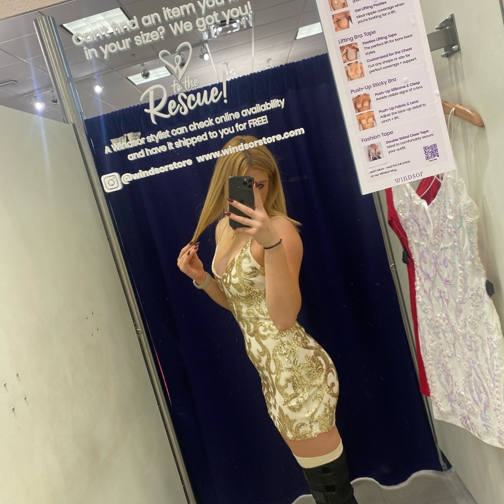 Gold and White Embellished Dress